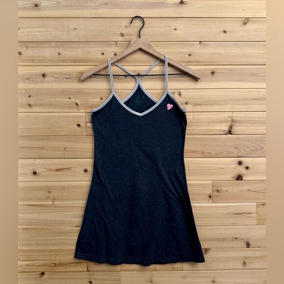 Y2K Old Navy Size XSmall Longline Tunic Racerback Embroidered Heart Tank Top - Picture 1 of 10